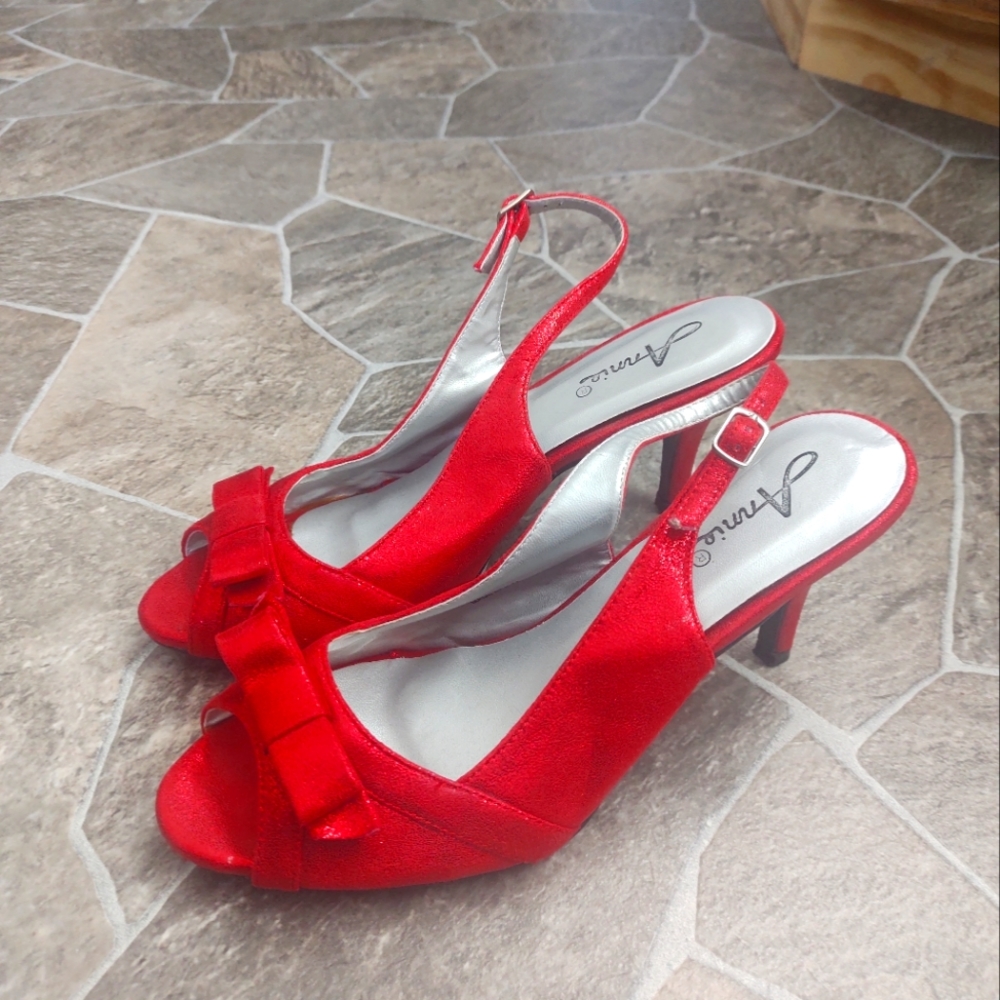 Annie Red Glitter Heels